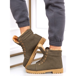 Ženske izolirane drvene čizme Polle Green Black zelena 1