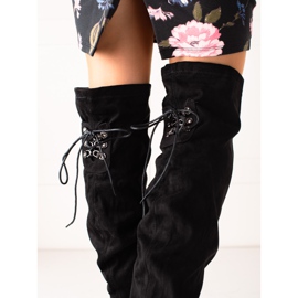 Laura Mode Čizme s visokom potpeticom do bedara crno 2