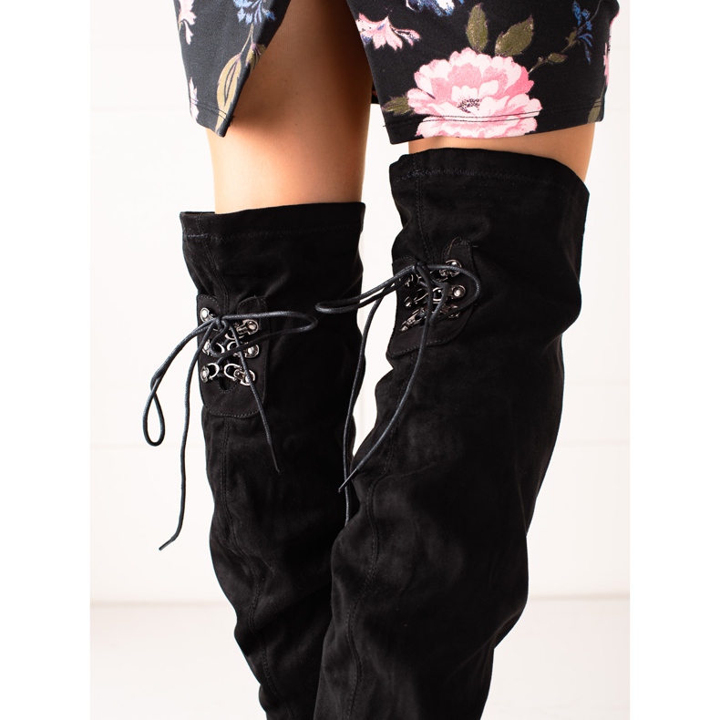 Laura Mode Čizme s visokom potpeticom do bedara crna 2