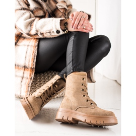 TRENDI Trappers od smeđe kože bež smeđa 1