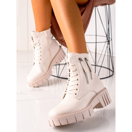 Goodin Modne traperice s ukrasnim patentnim zatvaračima bež 1