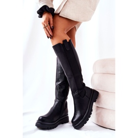 Crne kožne čizme crna 1