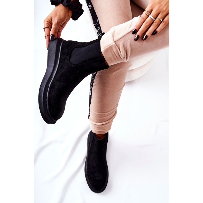 PS1 Suede Booties Jodhpur čizme na platformi Black Marissa crno 1