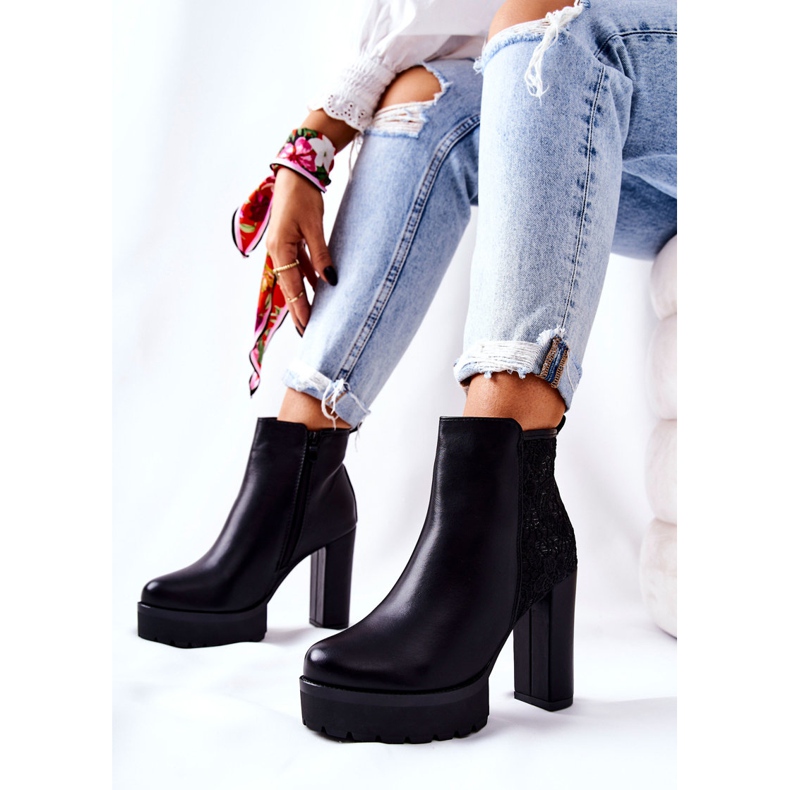 PS1 Visoke kožne čizme na crnom Diomice stupu crna 2