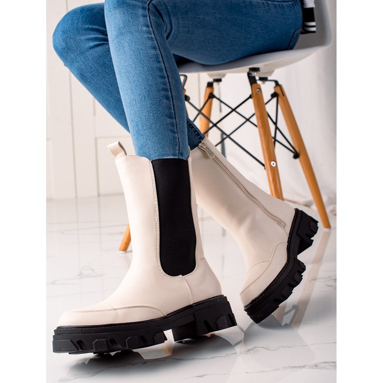 Small Swan Visoke čizme na platformi bež 1