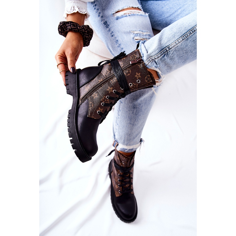 FJ1 Lonevis smeđe i crne kožne čizme smeđa crna 2