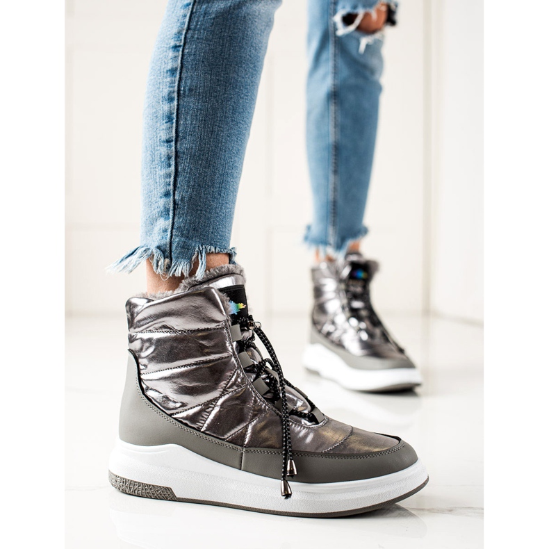 TRENDI Modne sjajne čizme za snijeg srebro 1