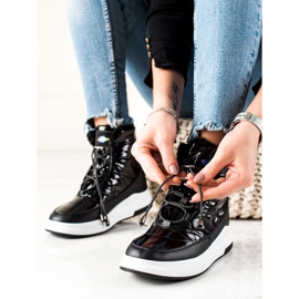 TRENDI Modne sjajne čizme za snijeg crno 2