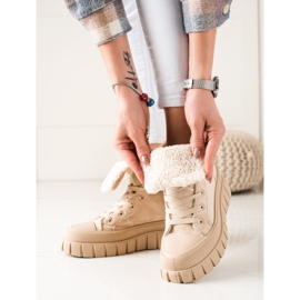 TRENDI Čizme, tenisice s ovčjom kožom bež 1