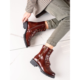 Super Mode Smeđe čizme s ukrasnim patentnim zatvaračem smeđa 1