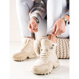TRENDI Tople čizme na vezanje bež 1