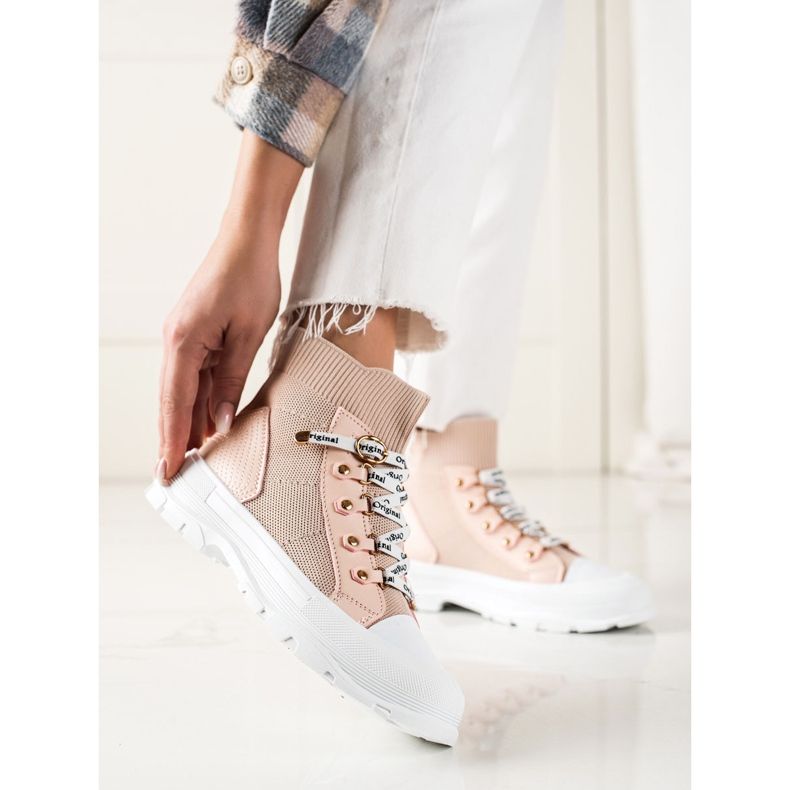 Goodin Modne visoke tenisice ružičasta 1