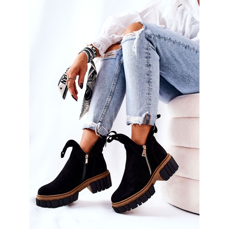 PA2 Crne Cadence tople čizme s rezom na patentni zatvarač crna 2