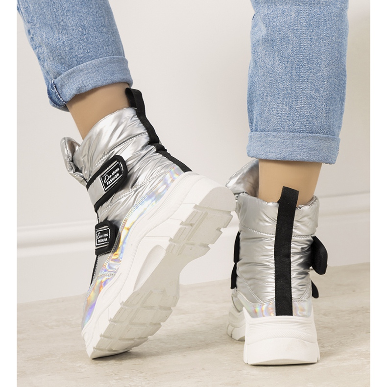 Srebrne čizme za snijeg s čičak Comforte srebro 1