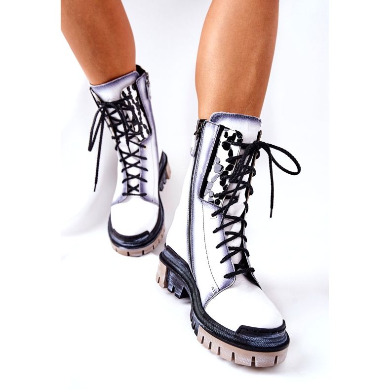 Kožne čizme Tople čizme Maciejka bijele 05113-11 bijela crno 4