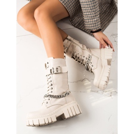 TRENDI Čizme s lancem bež 2