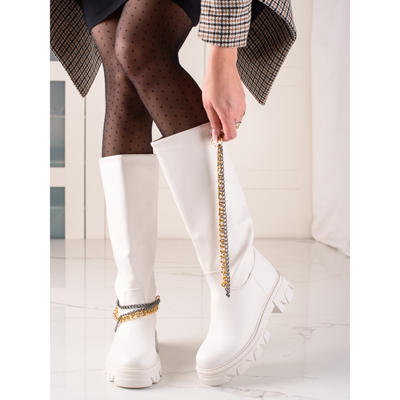 Seastar Modne čizme s lancima bijela 1