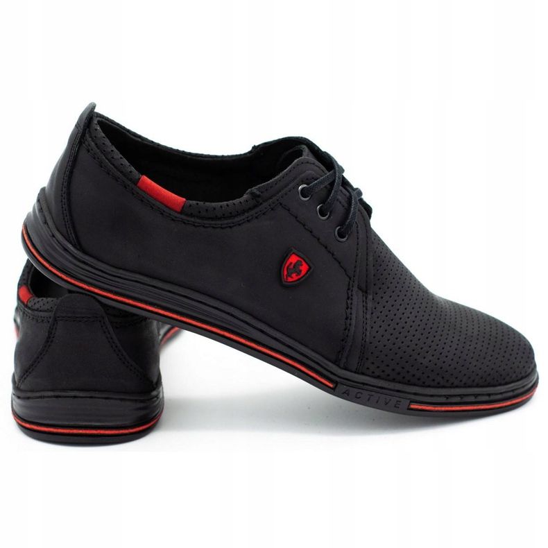 Polbut Muške kožne cipele 343P, ljetne, crne crna 1