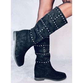 Čizme na skrivenom Ferto crnom klinu crna 2