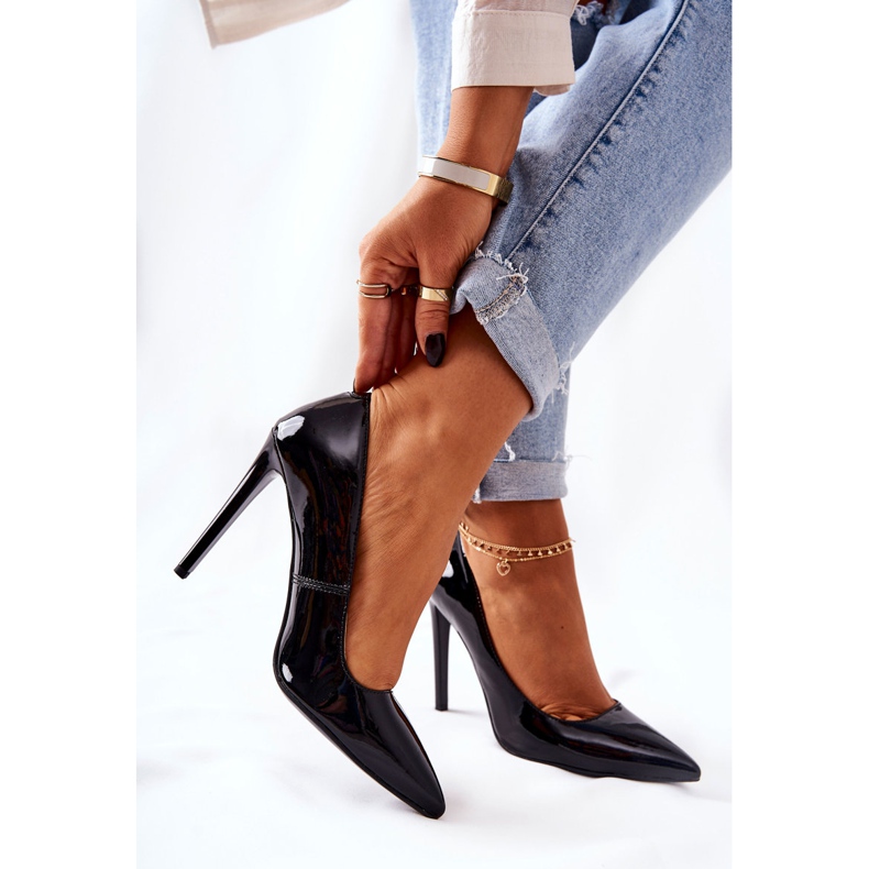 Lakirane visoke potpetice u Spitz Monnari 0220-020 crnoj boji 2