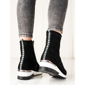 Goodin Kožne čizme na klin crno 2