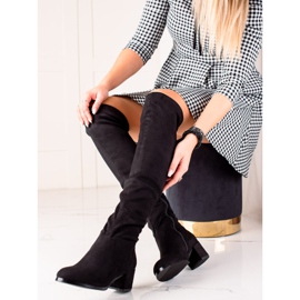 Gogo Čizme s niskom petom do bedara crno 2