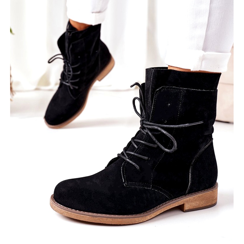 PS1 Crne Violetta čizme s dvostrukim gornjim dijelom crna 1