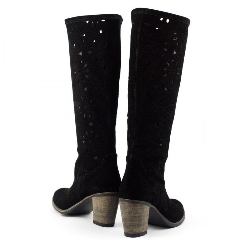 Olivier Crne ažurne čizme s visokim potpeticama crno 3