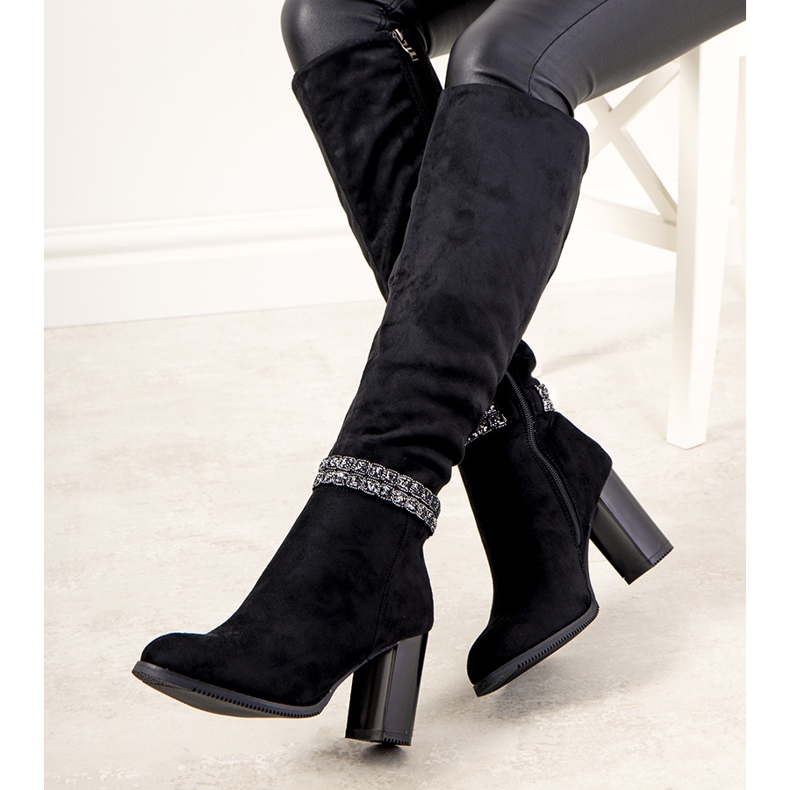 Crne čizme na stupu izolirane Alexis crna 1