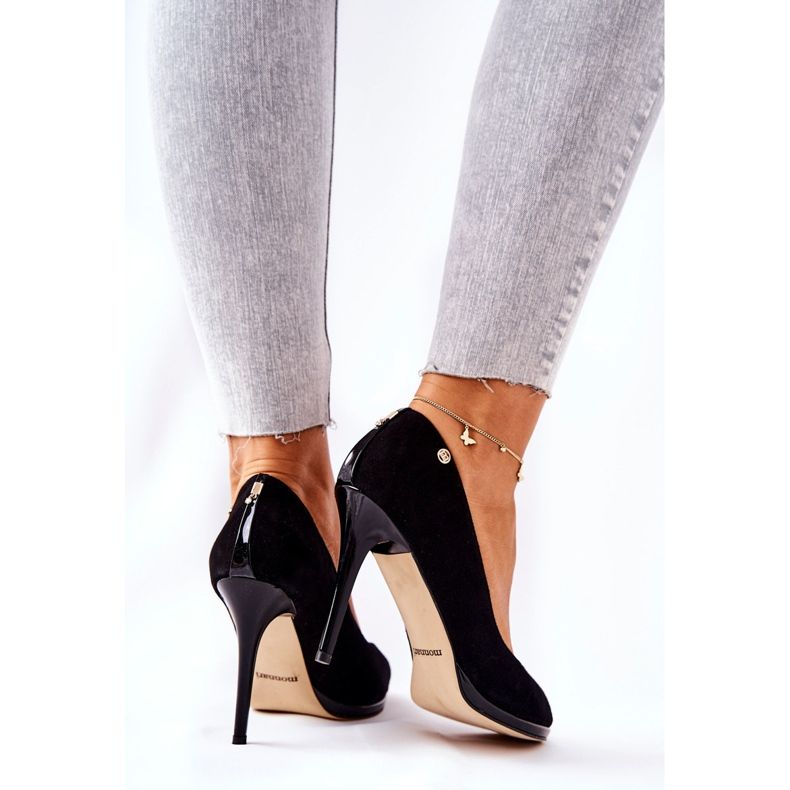 Suede Monnari 0490-020 Crne visoke potpetice crna 1