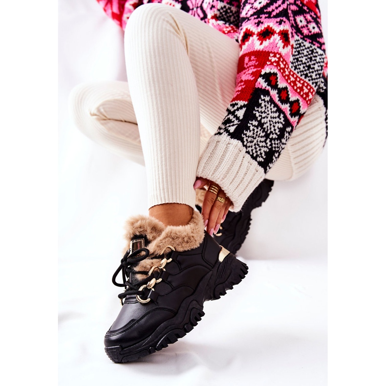 PM1 Crne sjajne crne tople kožne sportske cipele crna 2