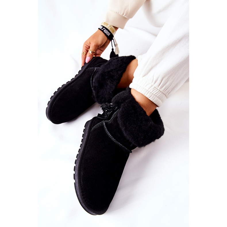 FS1 Mukluki Tople čizme za snijeg Fringes Black Sorella crna 1