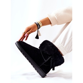 FS1 Mukluki Tople čizme za snijeg Fringes Black Sorella crno 2