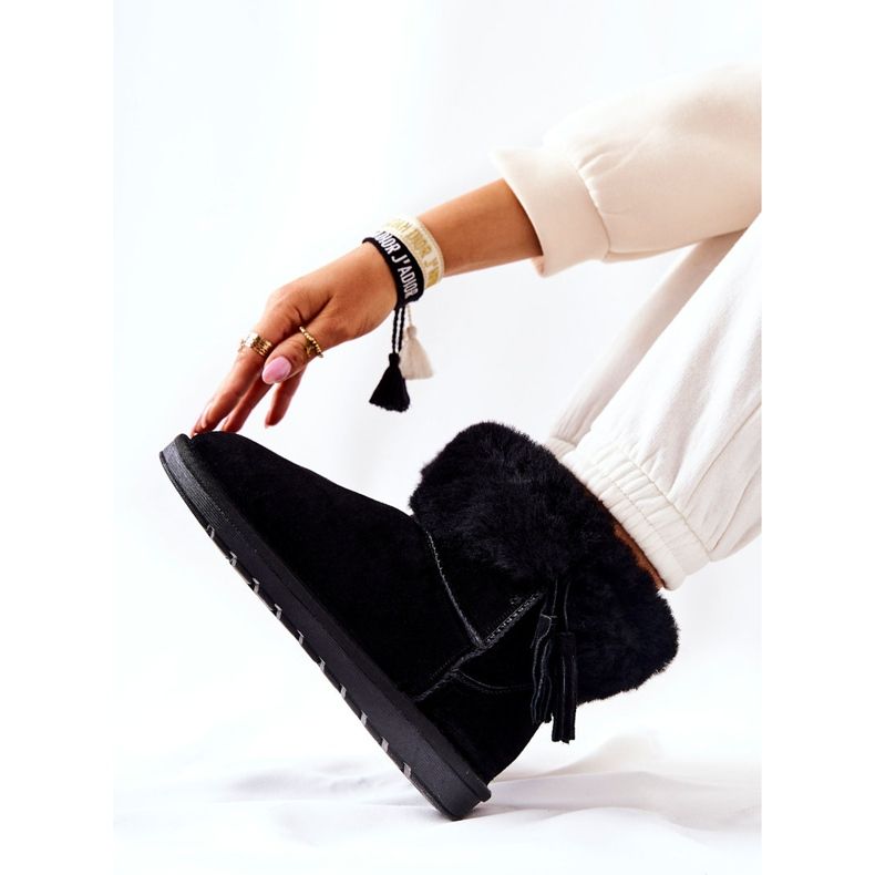 FS1 Mukluki Tople čizme za snijeg Fringes Black Sorella crna 2