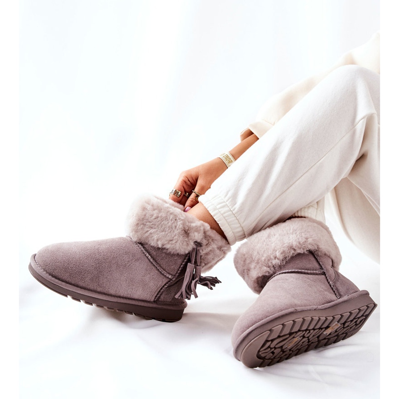 FS1 Mukluki Tople čizme za snijeg Fringe Grey Sorella siva 1