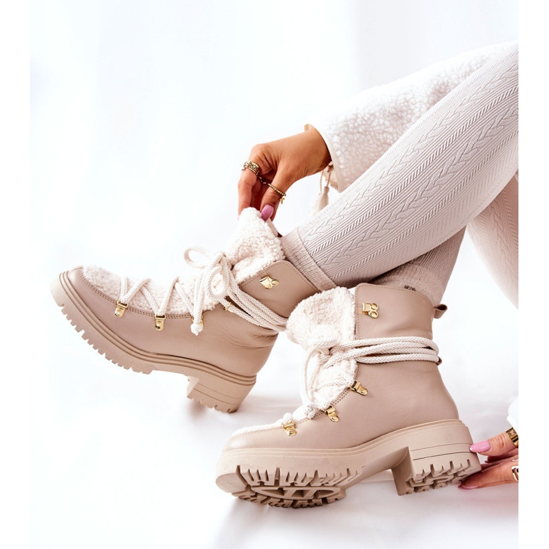 Lewski Shoes Kožne čizme Trappers Tied Lewski svijetlo bež 3116 2