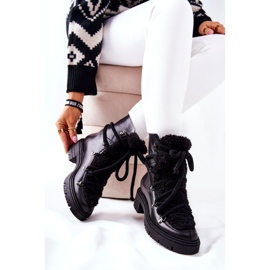 Lewski Shoes Kožne čizme vezane Lewski crne 3116 crno 2