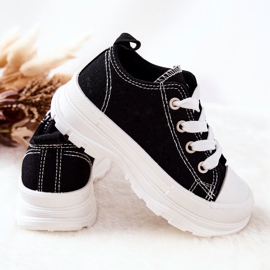 FR1 Dječje tenisice na crno-bijeloj platformi Travel Time crna 1