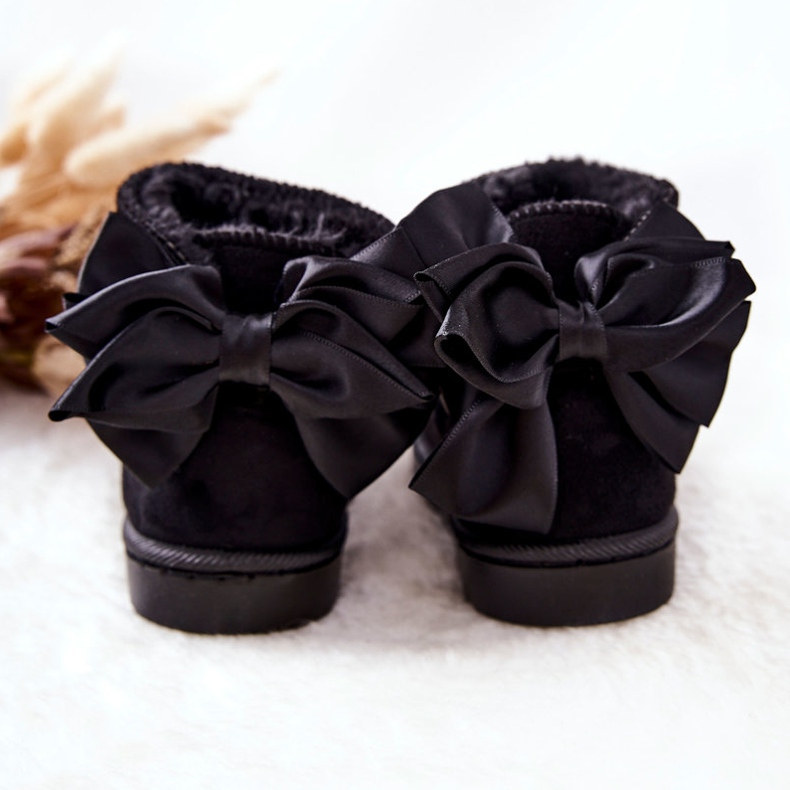 FR1 Dječje tople čizme za snijeg s mašnicom Black Snowis crna 2