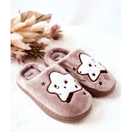 WJ1 Dječje tople papuče Bež Nella stars smeđa 1