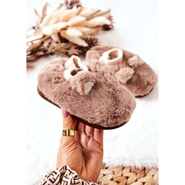 WJ1 Tople papuče s rebrastim smeđim Dessi bež smeđa 2