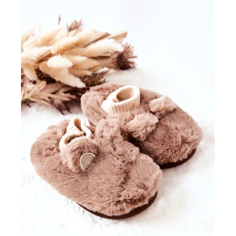 WJ1 Tople papuče s rebrastim smeđim Dessi bež smeđa 1