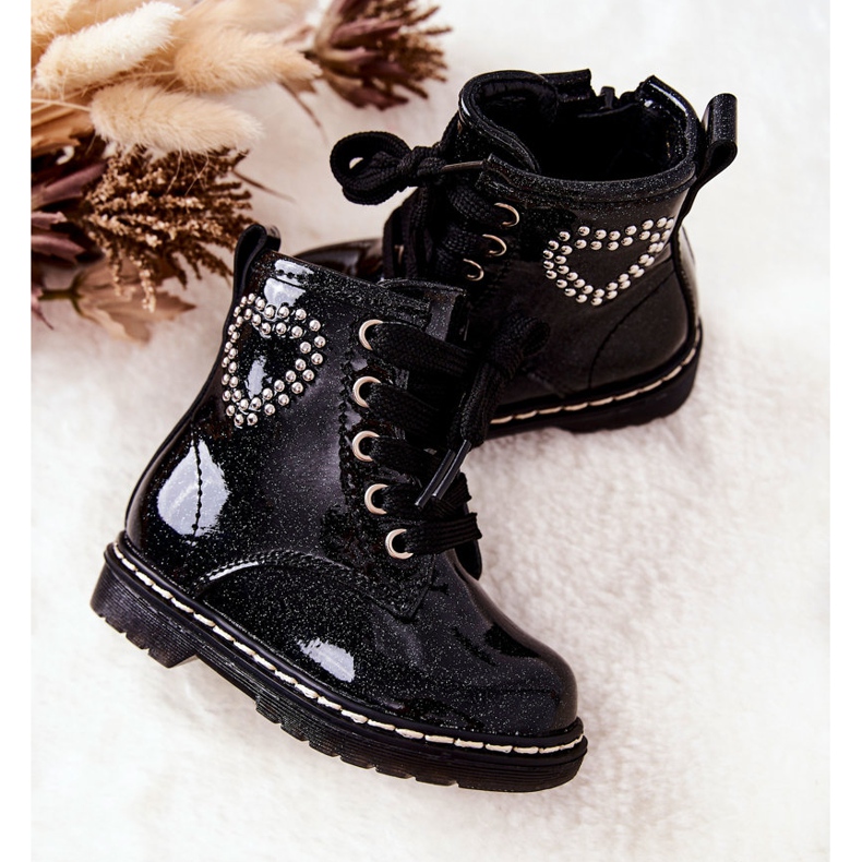 WT1 Dječje lakirane sjajne crne čizme crno 1