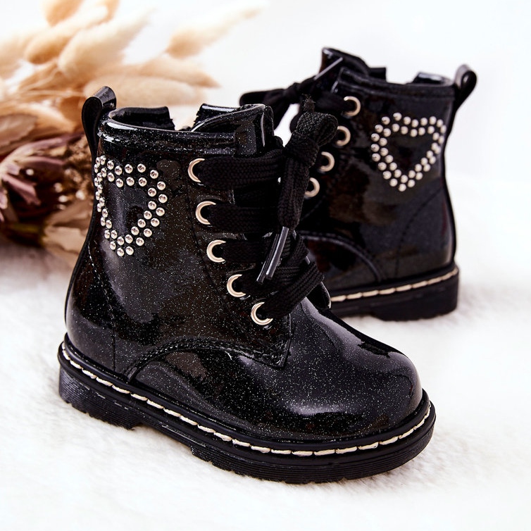 WT1 Dječje lakirane sjajne crne čizme crno 2