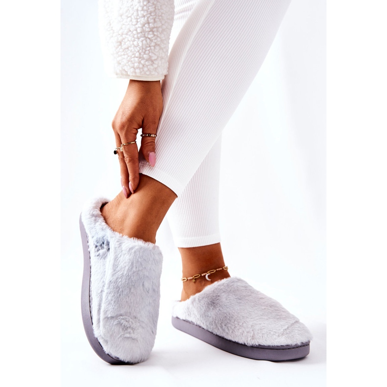 WJ1 Tople krznene papuče svijetlosive Mecy siva 2