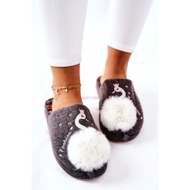 Tople papuče Grey Rey's swan siva 1