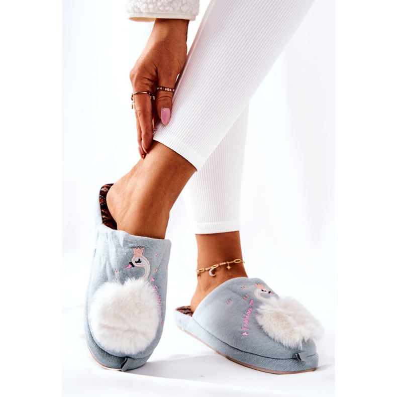 Tople papuče Blue Rey's swan plava 1