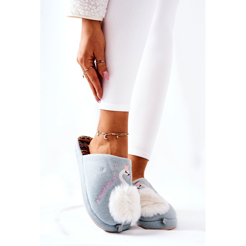 Tople papuče Blue Rey's swan plava 2