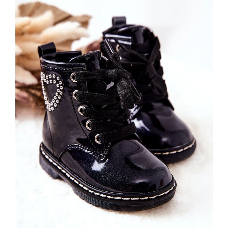 WT1 Dječje lakirane čizme Shiny Navy Blue mornarsko plava 2