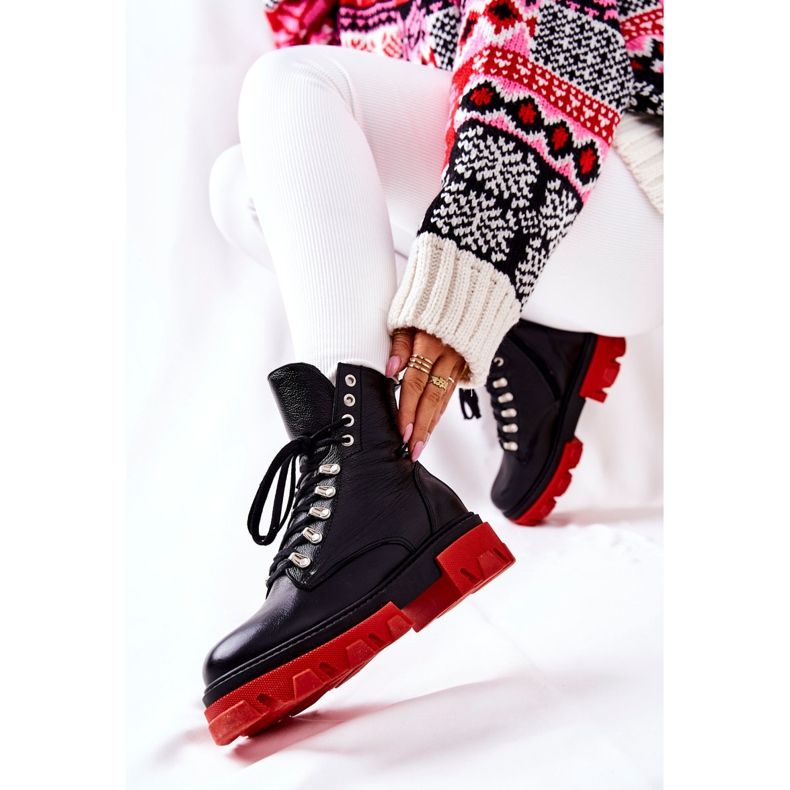 PF1 Tople kožne čizme Workers Black Kelley crno 2